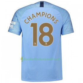 Günstige Fußballtrikots Manchester City Champions 18 2018-2019 Kurzarm Heimtrikotsatz kaufen